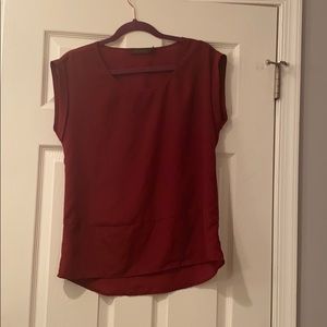 Wine color cap sleeve silky blouse